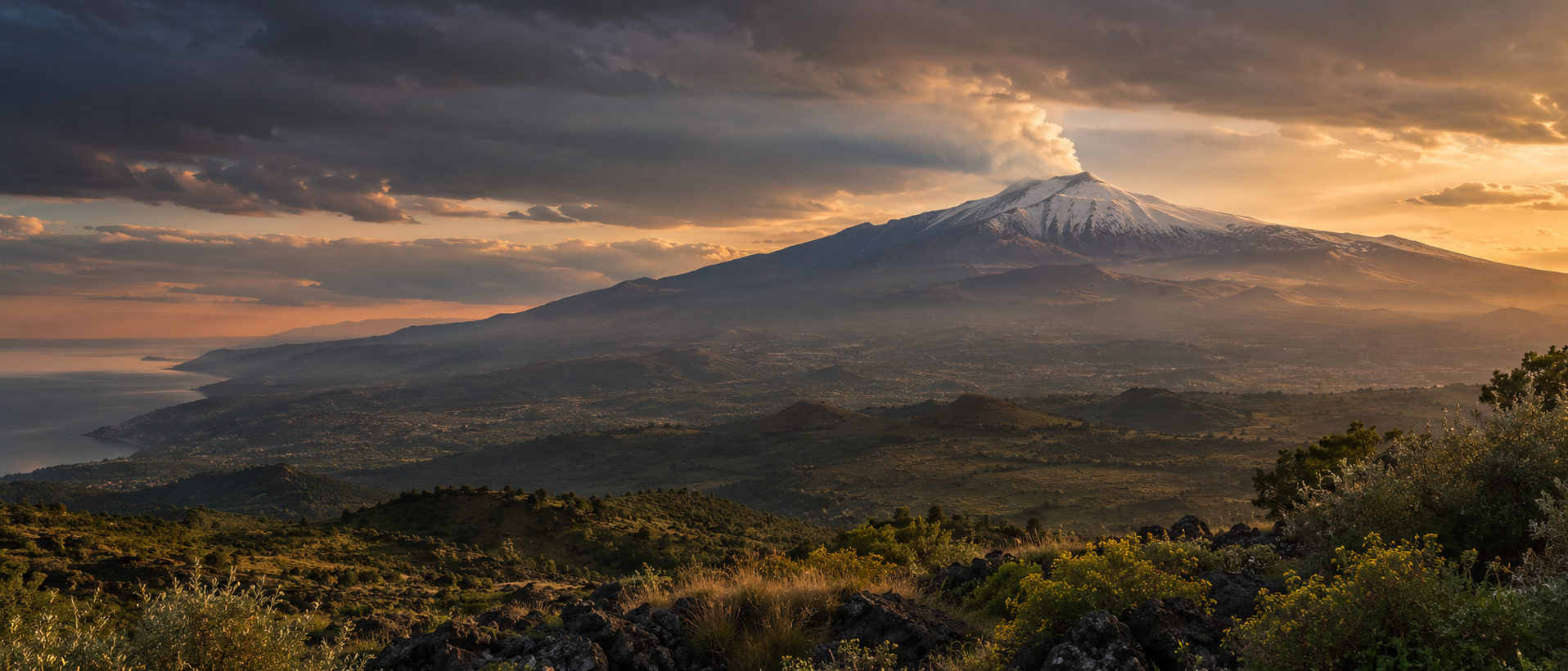 Vista maestosa dell’Etna da Giarre in Sicilia